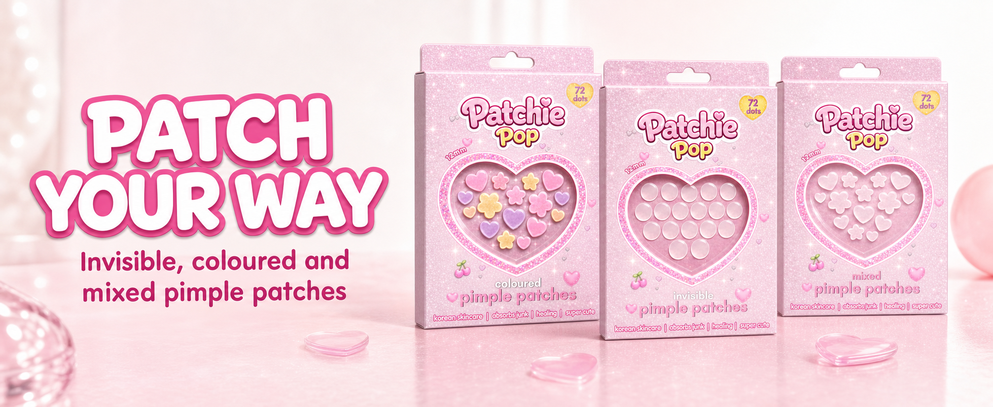Patchie Pop Invisible, Mixed and Coloured pimple patches